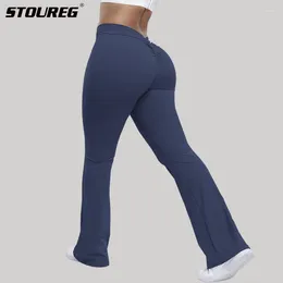 Actieve broek Stoureg dames heup tillen flare sport panty's hoge taille hardloop gym yoga leggings fitness naadloos