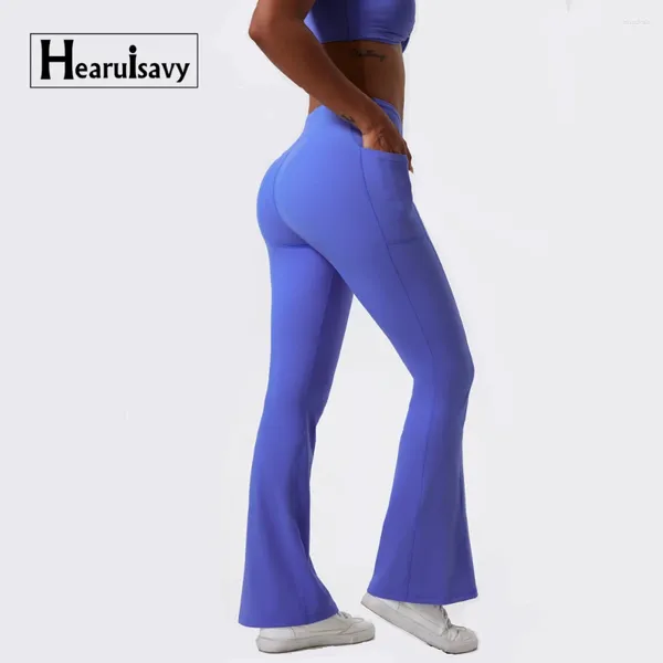 Pantalons actifs Leggings de sport en tissu Super doux pour femmes, collants de Yoga évasés Push Up, vêtements de qualité supérieure