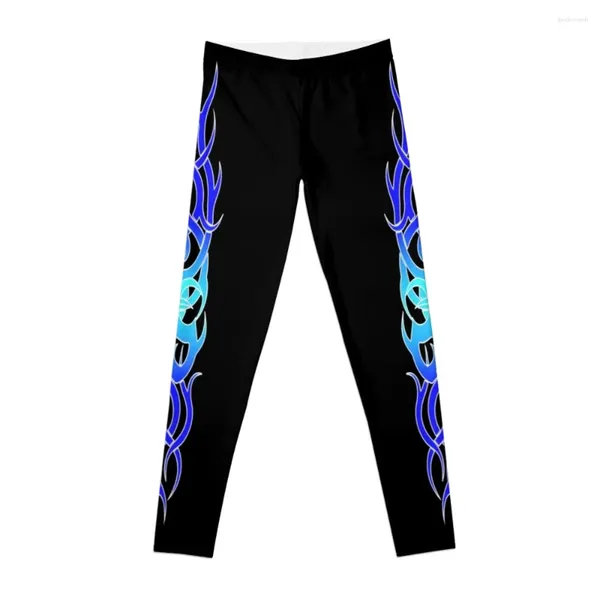 Pantalon actif tatouage flamme bleue, Leggings Push Up, vêtements de sport pour femmes, 2023