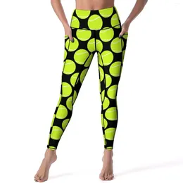 Actieve broek tennisbal yoga speler fitness legging push-up rekbare sport panty's vintage grafische legging cadeau idee