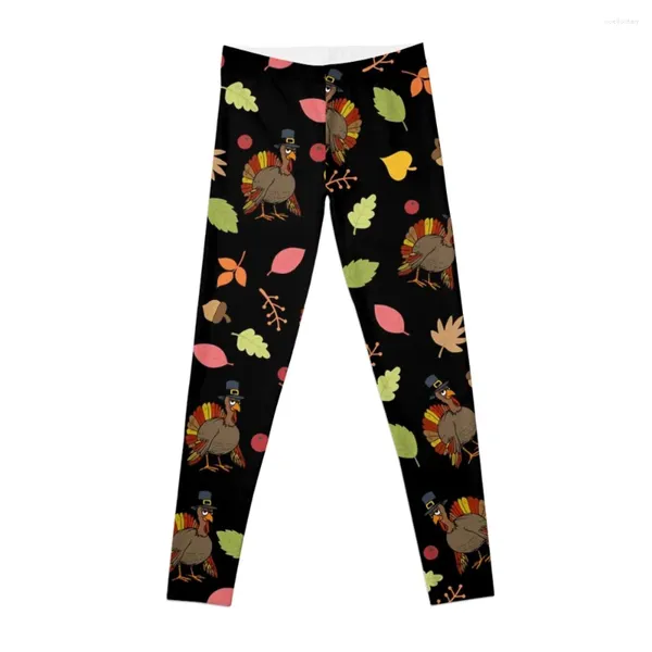 Pantalones activos Leggings con estampado de pavo de Acción de Gracias Ropa de yoga para mujer