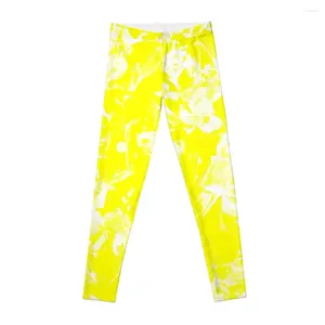 Pantalon actif le jaune vif des motifs floraux jaune et blanc leggings hauts shorts d'entraînement à la taille puste legging harem womens