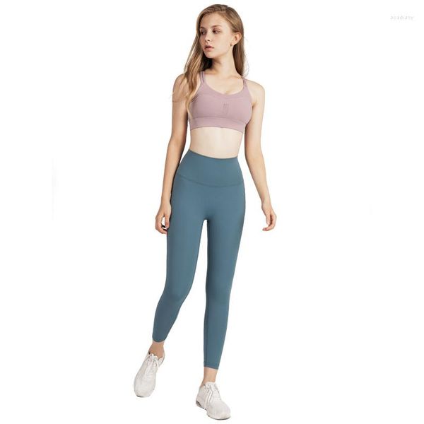 Pantalones activos Pantalones cortos de yoga deportivos ajustados Calzas deportivas sólidas Mujer Fitness Ropa de secado rápido de cintura alta