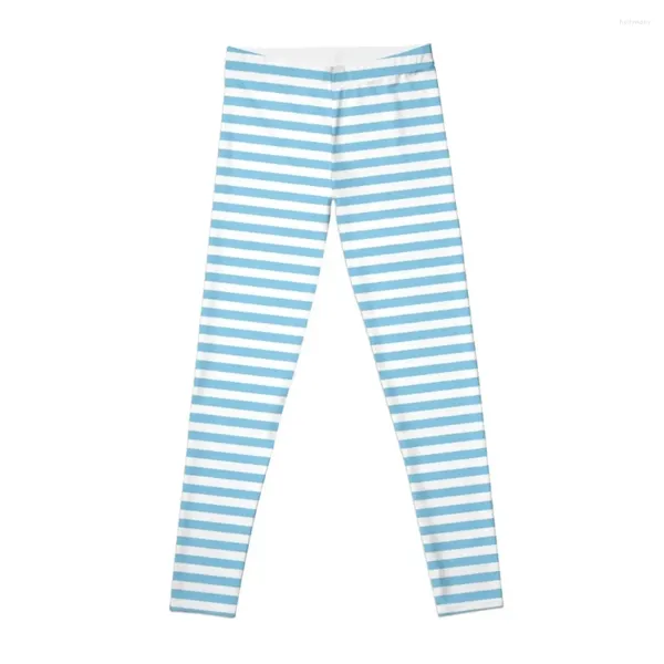 Pantalon actif minuscule bébé bleu et blanc Leggings à fines rayures horizontales pour filles Leggings de sport Fitness femmes