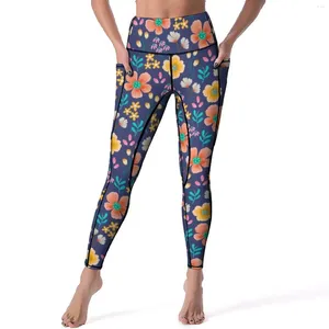 Pantalon actif, Leggings à fleurs vives et vibrantes, imprimé Floral mignon, Push Up, Yoga, esthétique, élastique, Design pour femmes, Sport de gymnastique