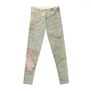 Pantalon actif Vintage carte de navigation de l'océan Pacifique (1905) Leggings vêtements de sport pantalons femmes