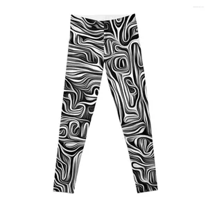 Pantalons actifs Waves of Life 6 |Leggings de dessin numérique noir et blanc pour shorts d'entraînement physique Short Sports Gym Womens