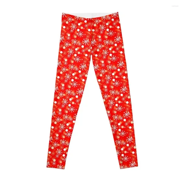 Pantalones Activos Copos De Nieve De Navidad Blancos Sobre Un Fondo Rojo Festivo Leggings Deportes Para Gimnasio Legging Deporte Mujer