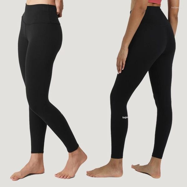 Pantalones activos con logotipo de yoga Black Women High cintura Scrunch Bum Ladies Techas STRech Fitness Sports Leggings Ruuning Wear