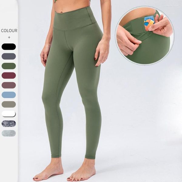 Pantalones activos con logo Chica Yoga Nailon Cintura alta Transpirable Gimnasio Leggings 10 colores Elástico Secado rápido Ciclismo Correr Ejercicio