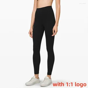 Actieve broek met logo yoga hoge taille heup lift vrouwen lycra huidvriendelijke lopende fitness naadloze gym training leggings