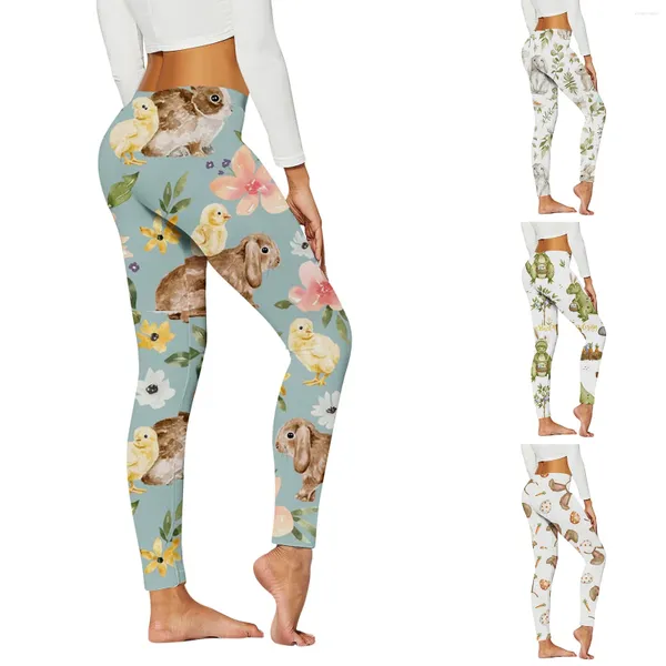 Pantalones activos Mujer Moda Huevo de Pascua Vintage para mujer Biker Short Tops de maternidad Leggings con estampado de algodón