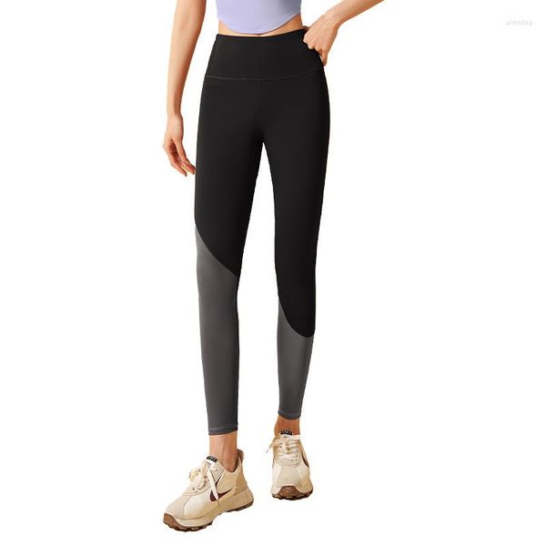 Pantalons actifs femmes gymnastique Yoga Fitness taille haute Leggings entraînement Push Up couleur bloc élastique séchage rapide sans couture sport