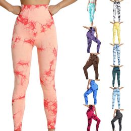 Actieve broek Dames Herfst Modieus Tie Dye Print Buikcontrole BuLifting Design Informeel Mager Dagelijks Lang Yoga Y2k Koreaans S