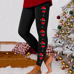Actieve broek Dames Kerst Yoga Rode wijnglazen Print Legging Hoge taille Rekbare broek Naadloze sportlegging Ropa Deportiva Mujer