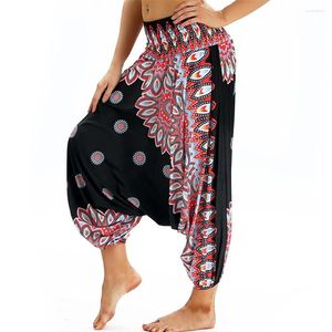 Pantalon actif femme Harem Yoga ample Boho Hippie Palazzo fluide décontracté plage