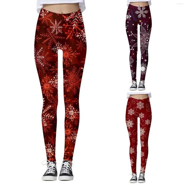 Pantalones activos Medias estampadas navideñas de cintura media para mujer Pantalones cortos suaves de control abdominal para dormir Algodón Mujer Vestido elástico para mujer Talla 16