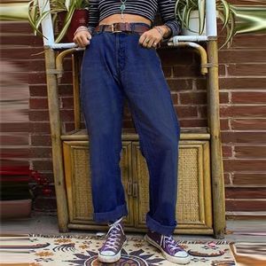 Actieve broek Dames Vintage effen kleur Casual Baggy Wide Leg Jeans 18 Tall Womens