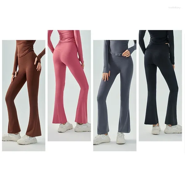 Pantalon actif Femme avec logo Leggings de yoga taille haute Danse Fitness Jambe large Nylon Élastique Doux Hanche Levage Mode Pantalon à séchage rapide