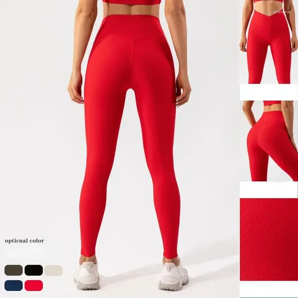 Pantalons actifs femmes Yoga Sport Fitness jambières d'exercices sans couture vêtements de mode Push Up Gym femmes rouge