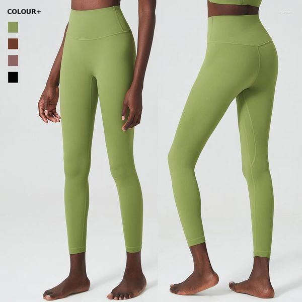 Pantalones activos Mujer Color sólido Lycra Yoga Antideslizante High Wasit Fitness Deportes Leggings Transpirable Secado rápido Wkrkout Medias Ropa de gimnasia