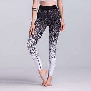 Pantalones activos Mujer Ropa deportiva Yoga Estilo chino Impreso Leggings Fitness Correr Medias Deporte Compresión Delgado