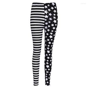 Pantalons actifs Femmes Stripe Stars Collants Leggings Taille Élastique Stretch Crayon Jeggings 57QC