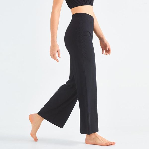 Pantalones activos Mujer pierna ancha Yoga pantalones acampanados finos acanalados deportes Casual Pilates ejercicio Bell-bottoms gimnasio Leggings para