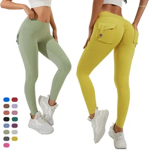 Pantalones activos Mujer Yoga Scrunch BuFitness Leggings con bolsillos de carga Gimnasio casual Correr Deportes multicolores