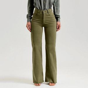 Actieve broek dames casual denim jeans groene kleur bell jean voor vrouwen sexy tall on