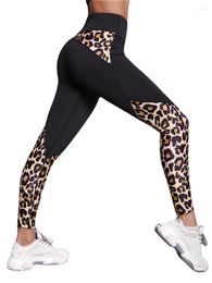 Pantalones activos Entrenamiento Fitness Leggins Trajes con estampado de leopardo Yoga Sexy Leggings Mujer Cintura alta Ropa de gimnasia Deportes apretados suaves