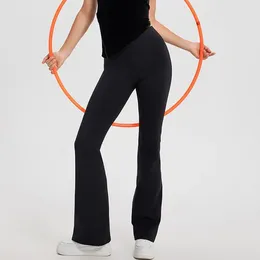 Pantalon actif Wyplosz Vêtements évasés pour femmes Leggings côtelés de gymnastique Fitness Sports Compress Yoga serré taille haute dos nu course chaud