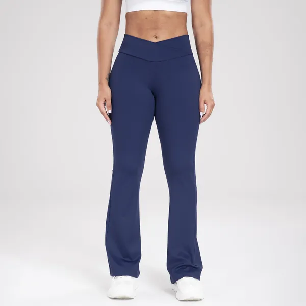 Pantalones activos Yoga pierna acampanada larga para mujeres de mediana edad chica con bolsillo cruzado acampanado entrenamiento gimnasio Leggings deporte Fitness