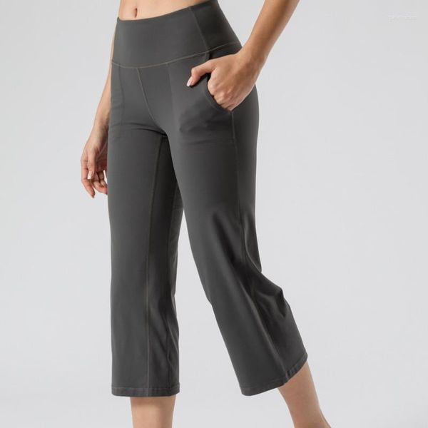 Pantalones Activos Yoga LU Acampanados Pierna Ancha Capris Cintura Alta Ejercicio Fitness Danza Ingravidez