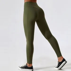 Pantalones activos Yoga Lycra deporte gimnasio Leggings ropa de mujer 2023 ropa de Pilates ropa de entrenamiento señoras Legging Push Up Fitness verde