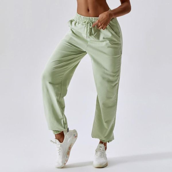 Pantalones activos Yoga cintura suelta deportes mujeres gimnasio al aire libre Fitness baile Casual Joker tubo recto suave transpirable agradable a la piel