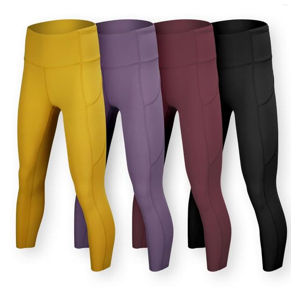 Pantalones activos de yoga para mujer con bolsillo de talle alto Pantalones largos de 4 vías Strech Yogo Calidad profesional para correr Gimnasio Deportes