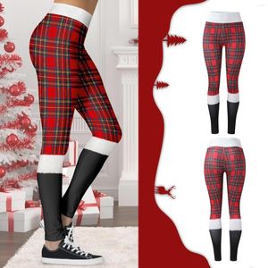 Active Pants Yoga Work Women Petite For Women Christmas Plaid Print Fleece Lined BuLift Strethcy Lift