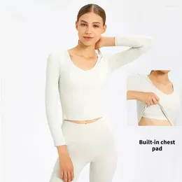 Actieve broeken ZenYoga CAMPAIGN 2 in 1 ingebouwde bh's Yoga cropped tops Fitness sportshirts Dames Slim Fit Gym Workout Sweatshirts met lange mouwen