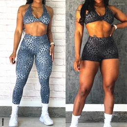 Actieve sets 1/2 stuks Scrunch-leggings Dames Yogaset Gymtraining Luipaard Sportbeha Running Hoge taille Workout Broek Shorts Trainingspak