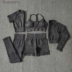 Actieve sets 2/3/4/5PCS Dames Yoga Set Sportbeha Lange Sle Crop Top Gymleggings Yogashorts Sportkleding Sportkleding Sport FitnesspakL231221