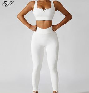 Ensembles actifs 2 pièces sans couture femmes survêtement Yoga ensemble côtelé course entraînement vêtements de sport vêtements de sport Fitness soutien-gorge taille haute Leggings Sport costume