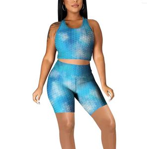 Actieve sets 2 stuks Yoga Running Pak Set Dames Dyed Sportswear Summer Gym Training Fitness Outfits Mouwloze Crop Tops Shorts