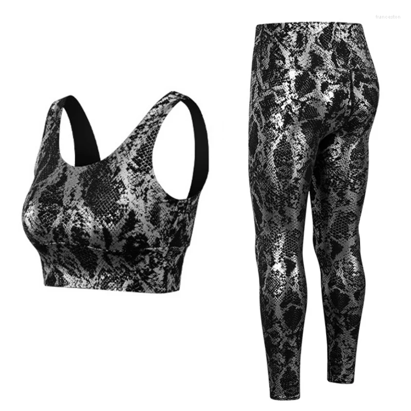 Active Sets 2024 Snake Pattern Yoga Set Women Fitness Sports Suit Gym Two Piece Wear Bra Push Up Workout Leggings