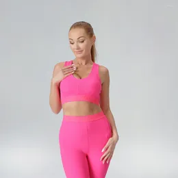 Active Sets Bodygo Summer Dames Slim Yoga Set Two Pally Wear met Backless Top Pink