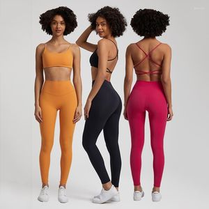 Actieve sets Buttery Soft 4-Way Stretch Yoga Set Women Gym kleding Training Sportkleding Backless Sports Bra High Taille Leggings Pakken