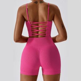 Actieve sets CUTIES 2-delige gymset Dames Kriskras geribbeld sportpak voor fitness Naadloze zomer Korte broekoutfits Yogakleding