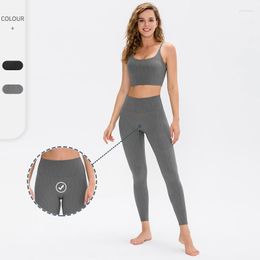 Actieve sets EU -maat naakt stof dames Activewear 2 -delige yoga set fitness kleding sport beha leggings sportpakken atletische sportschool
