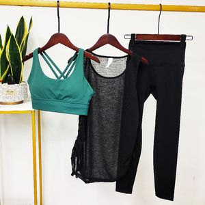 Active Sets Fashion 3pcs Yoga Set Women Sports Wear No Front Seam Fitness Suits Outfit Gym Training Kleding voor vrouw