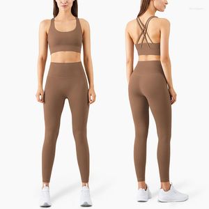 Active Sets Fashion Noble Western Gray Yoga Set workout Women's Sports Suit vrouwelijk 2 -delige meisjes Activewear Gym Clothing